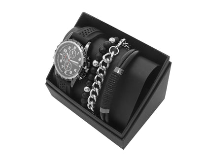 Men's Republic Watch set with 3 Bracelets - Black 4