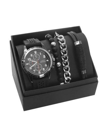 Men's Republic Watch set with 3 Bracelets - Black 3