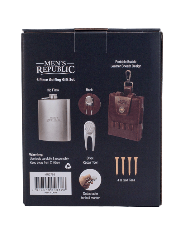 Men's Republic Golfers Luxury Hip Flask Set 3