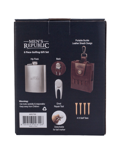 Men's Republic Golfers Luxury Hip Flask Set 3