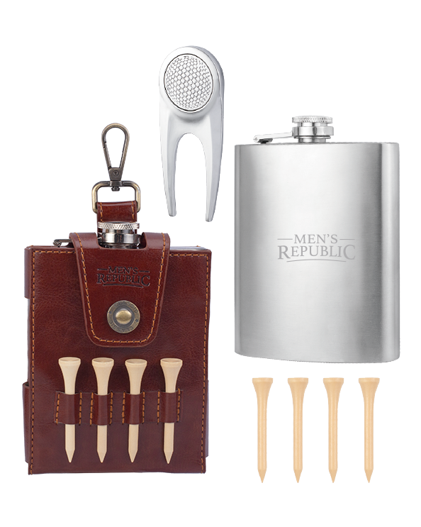 Men's Republic Golfers Luxury Hip Flask Set 6
