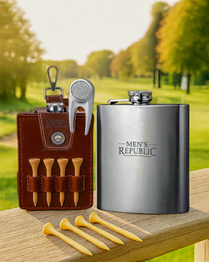 Men's Republic Golfers Luxury Hip Flask Set 1