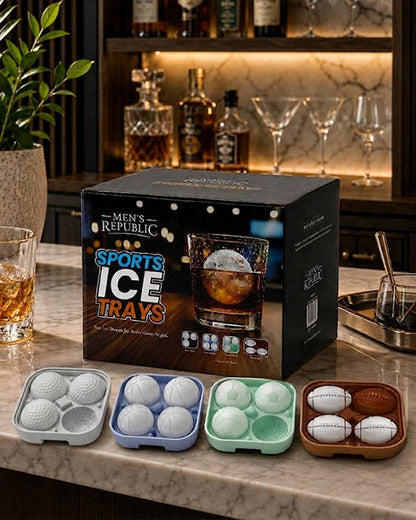 Men's Republic Sports Ice Cube Trays - set of 4 sports - Golf / Footy / Soccer / Basketball 1