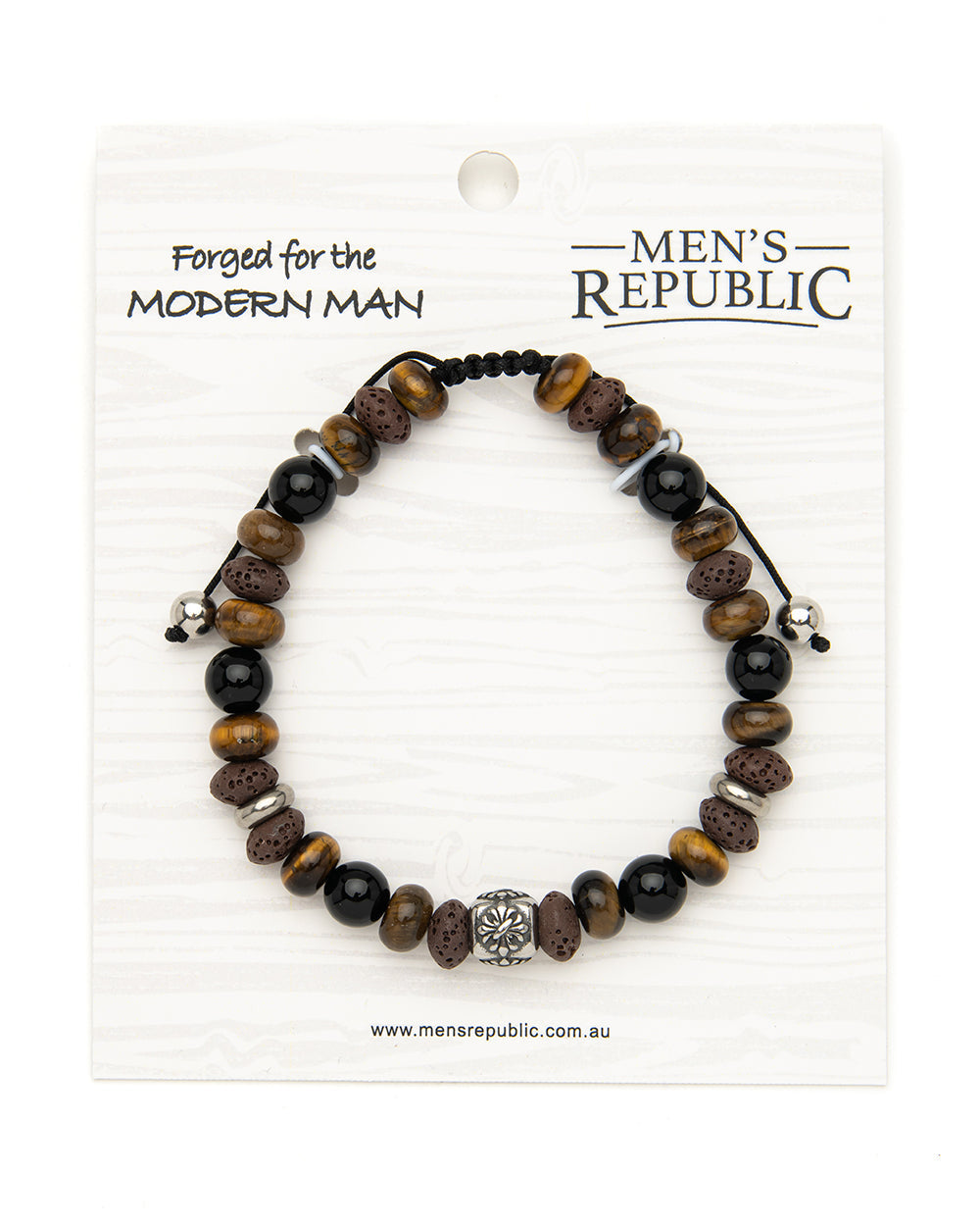 Men's Republic Fashion Bracelets - Set of 10 Mixed Stainless Steel and Semi-Precious Stones - In Shelf Tray 16