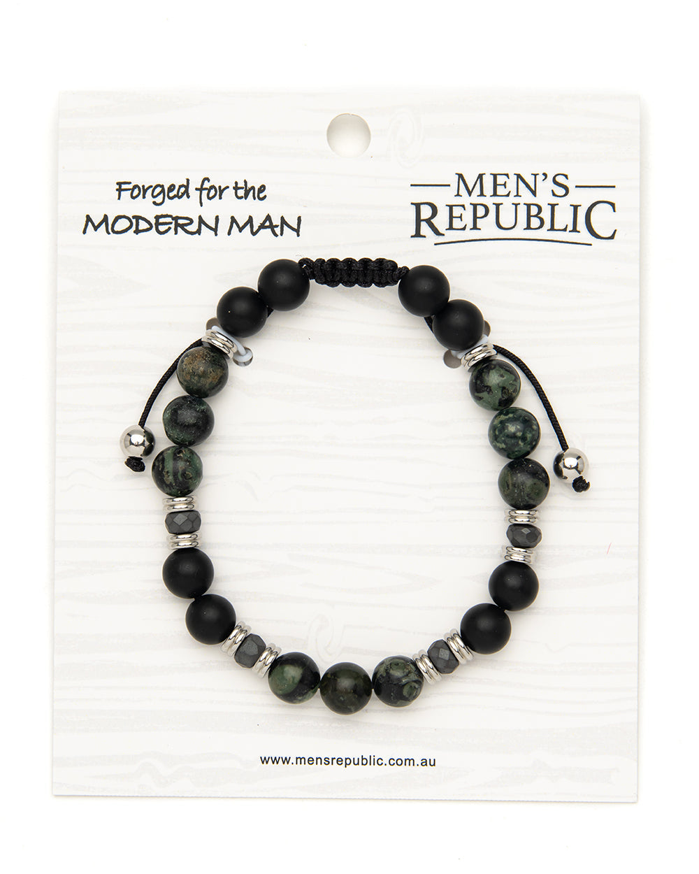 Men's Republic Fashion Bracelets - Set of 10 Mixed Stainless Steel and Semi-Precious Stones - In Shelf Tray 7