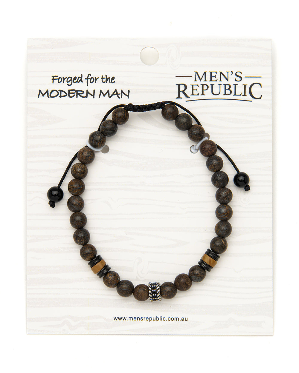 Men's Republic Fashion Bracelets - Set of 10 Mixed Stainless Steel and Semi-Precious Stones - In Shelf Tray 10