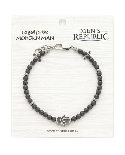 Men's Republic Fashion Bracelets - Set of 10 Mixed Stainless Steel and Semi-Precious Stones - In Shelf Tray 11