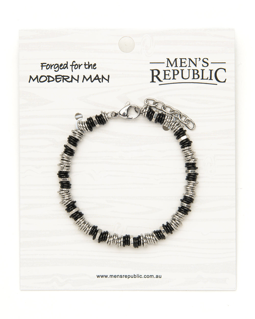 Men's Republic Fashion Bracelets - Set of 10 Mixed Stainless Steel and Semi-Precious Stones - In Shelf Tray 12