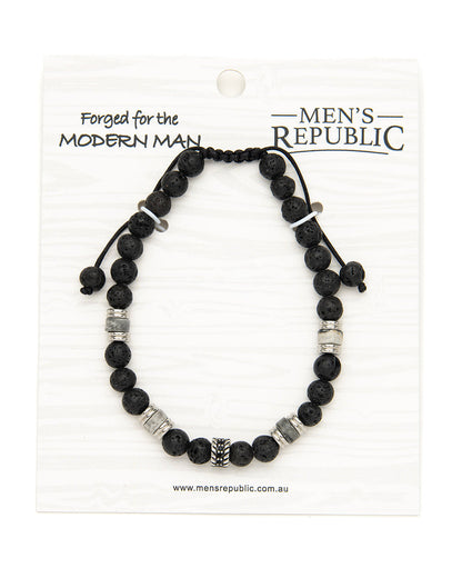 Men's Republic Fashion Bracelets - Set of 10 Mixed Stainless Steel and Semi-Precious Stones - In Shelf Tray 13