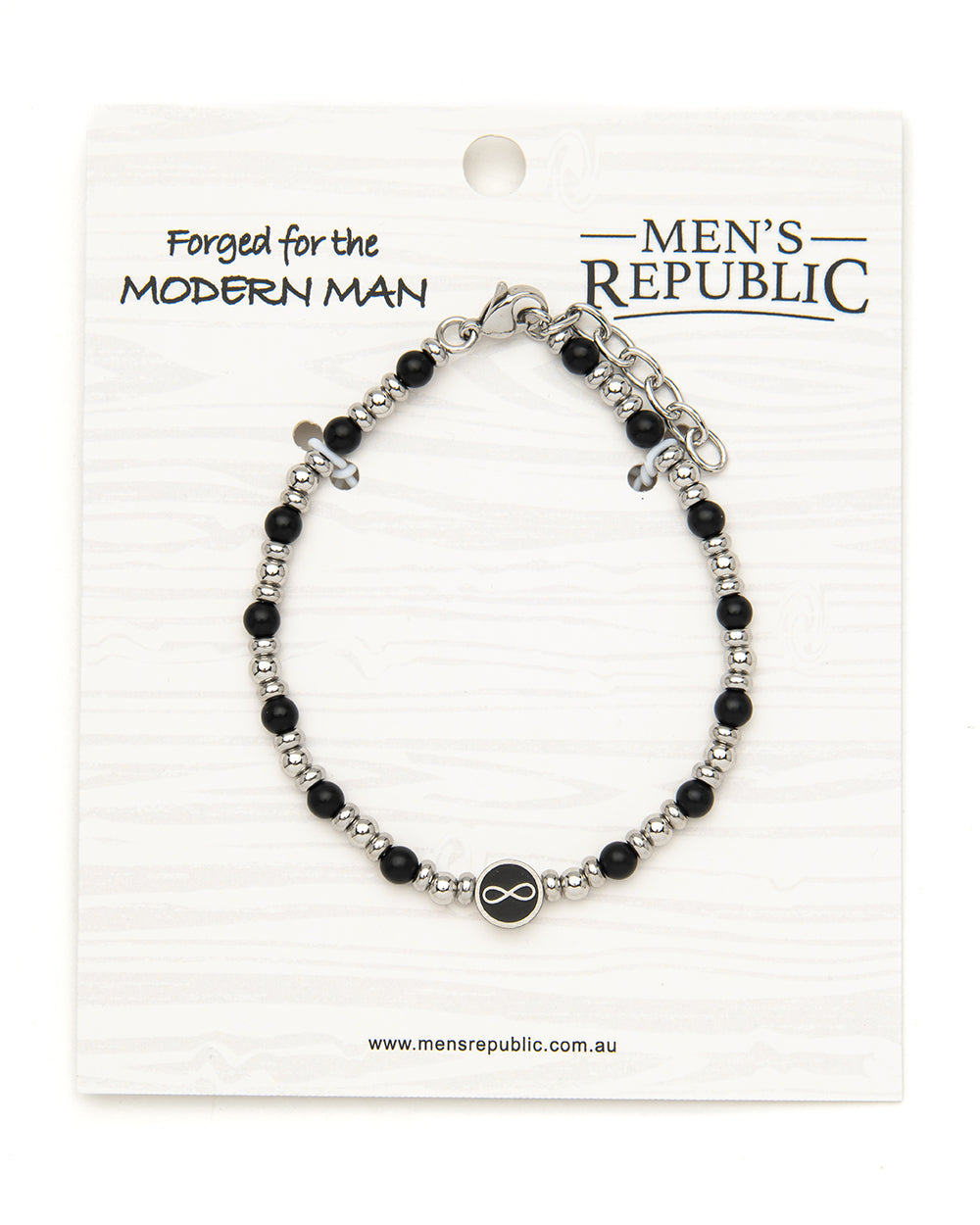 Men's Republic Fashion Bracelets - Set of 10 Mixed Stainless Steel and Semi-Precious Stones - In Shelf Tray 14