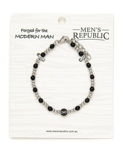 Men's Republic Fashion Bracelets - Set of 10 Mixed Stainless Steel and Semi-Precious Stones - In Shelf Tray 14
