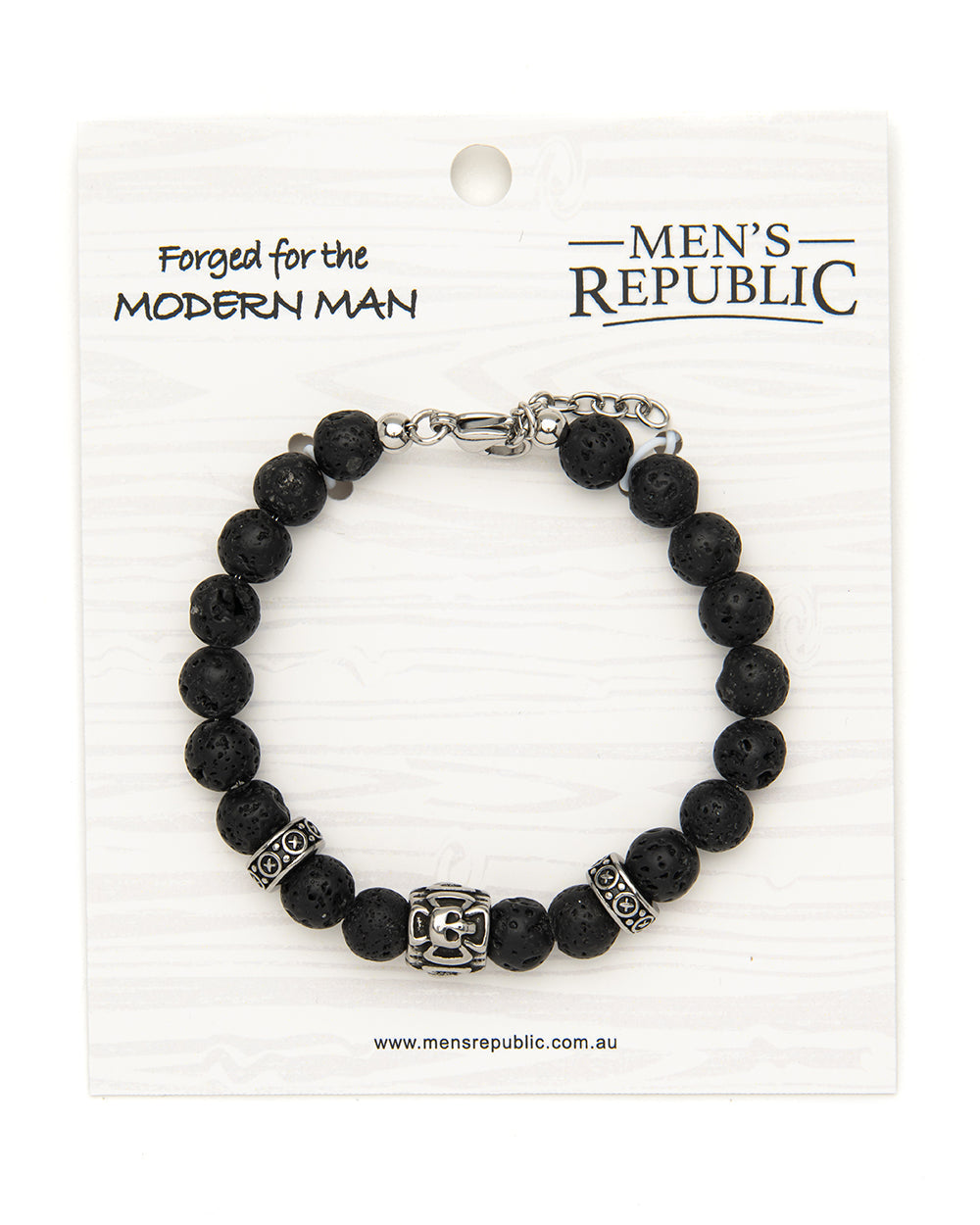 Men's Republic Fashion Bracelets - Set of 10 Mixed Stainless Steel and Semi-Precious Stones - In Shelf Tray 15