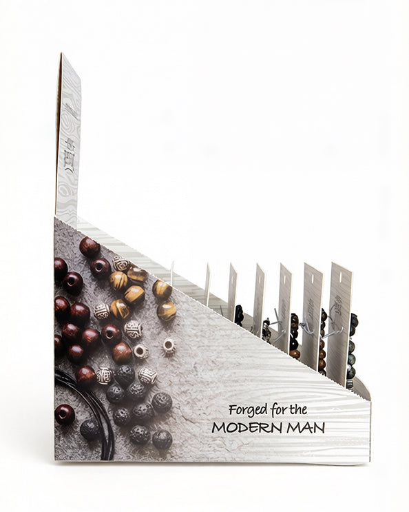 Men's Republic Fashion Bracelets - Set of 10 Mixed Stainless Steel and Semi-Precious Stones - In Shelf Tray 3