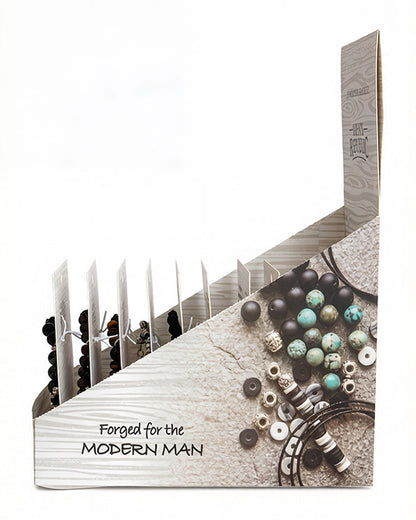 Men's Republic Fashion Bracelets - Set of 10 Mixed Stainless Steel and Semi-Precious Stones - In Shelf Tray 4