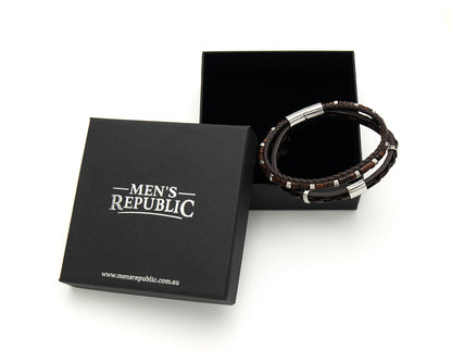 Men's Republic Multi Leather Bracelet with Stainless Steel - 15 2