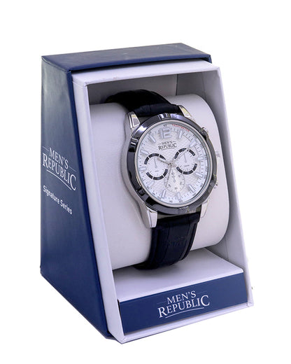 Men's Republic Watch - Signature Series - Gun Metal /Silver with Black Leather Strap 2