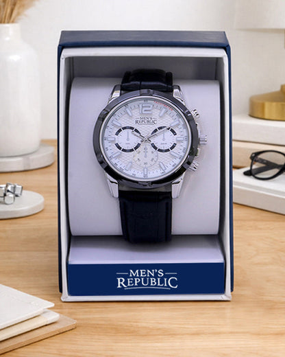 Men's Republic Watch - Signature Series - Gun Metal /Silver with Black Leather Strap 1