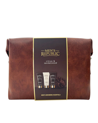 Men's Republic Grooming Kit in Soft Faux Leather Toiletry Bag - 4pc Body and Face Wash 5