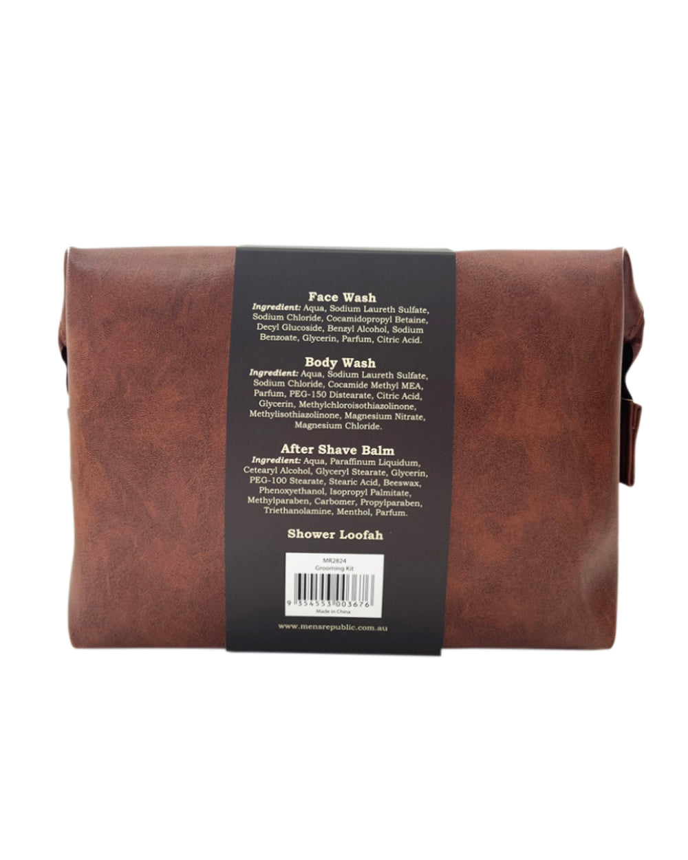 Men's Republic Grooming Kit in Soft Faux Leather Toiletry Bag - 4pc Body and Face Wash 6