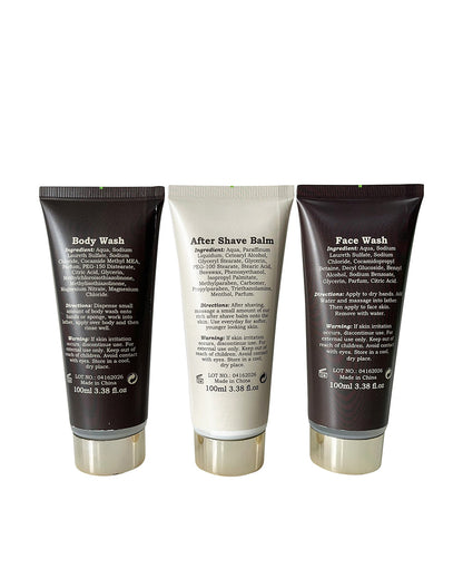 Men's Republic Grooming Kit in Soft Faux Leather Toiletry Bag - 4pc Body and Face Wash 3