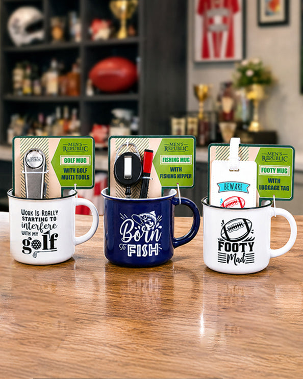 Men's Republic Sports Mugs with Gift Sets in Shelf Tray - 6 pcs 1