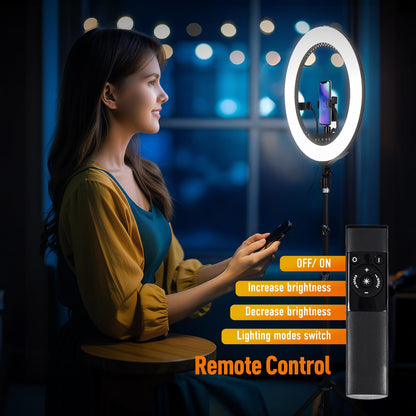 GWO 21 inch LED Ring Light with Tripod Stand 6000K Dimmable Makeup Selfie Light with Touch Panel Phone Holders for YouTube Vlog Video Shooting Include Carrying Bag and Remote Control CRI>90