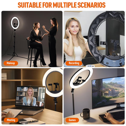 GWO 21 inch LED Ring Light with Tripod Stand 6000K Dimmable Makeup Selfie Light with Touch Panel Phone Holders for YouTube Vlog Video Shooting Include Carrying Bag and Remote Control CRI>90