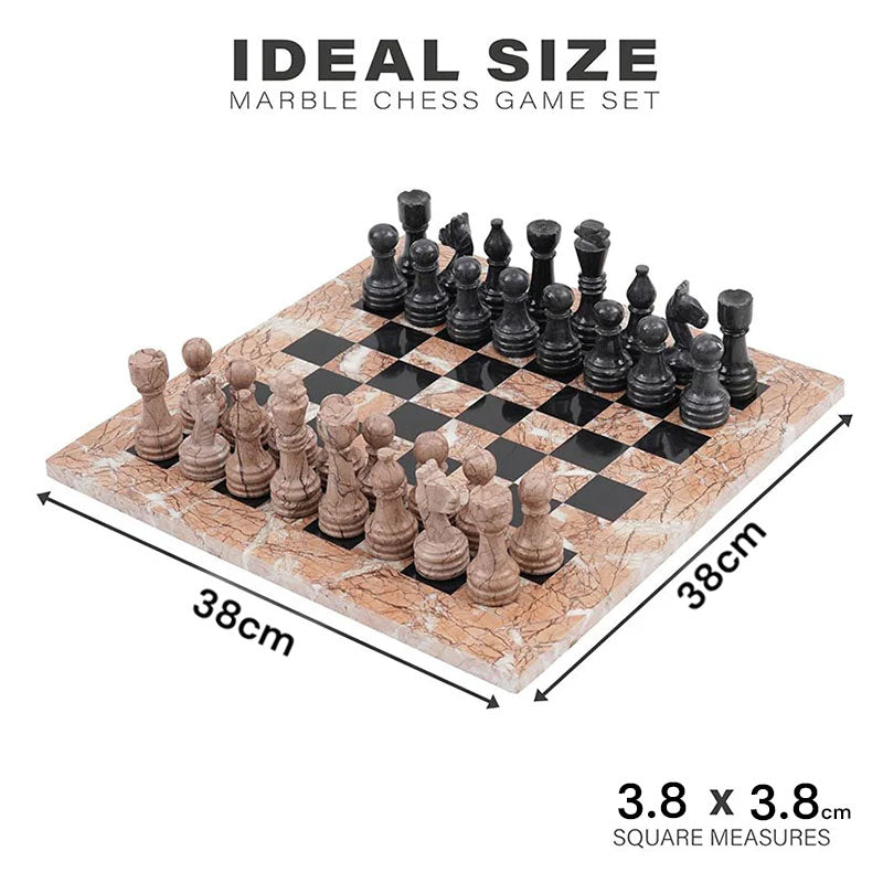Marble Chess Set 38cm – Black & Marinara