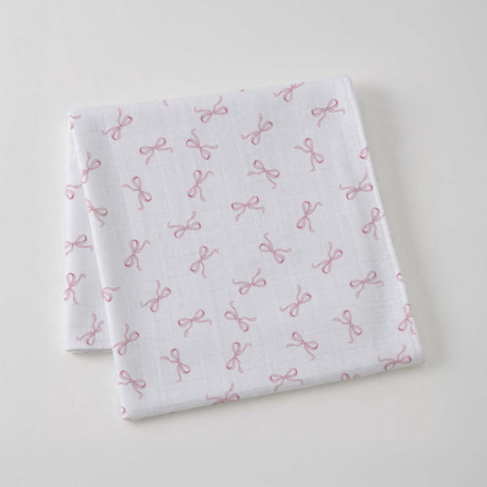 Jiggle & Giggle Pink Bow Muslin Wrap