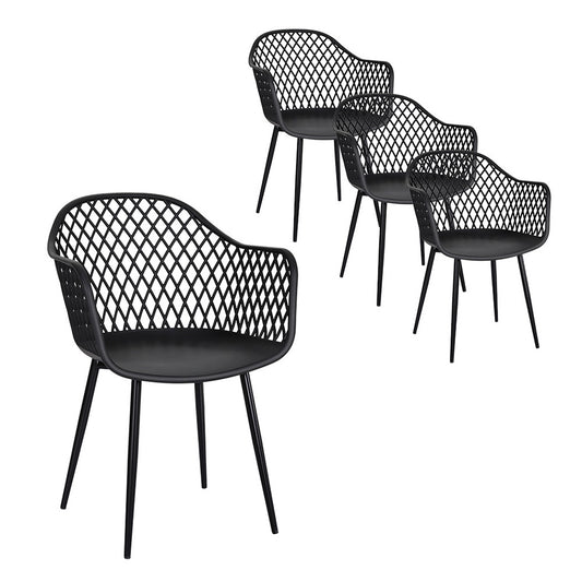 Gardeon 4PC Outdoor Dining Chairs – Black PP Lounge Chairs for Garden, Patio & Indoor Use Durable | UV-Resistant | Weatherproof | Easy to Clean | 1-Year Warranty
