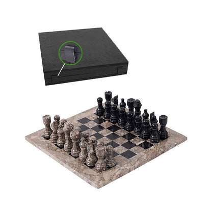 Marble Chess Set 30cm – Black & Oceanic
