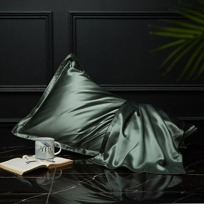 Anyhouz Pillowcase 51x66cm Green Pure Real Silk For Comfortable And Relaxing Home Bed