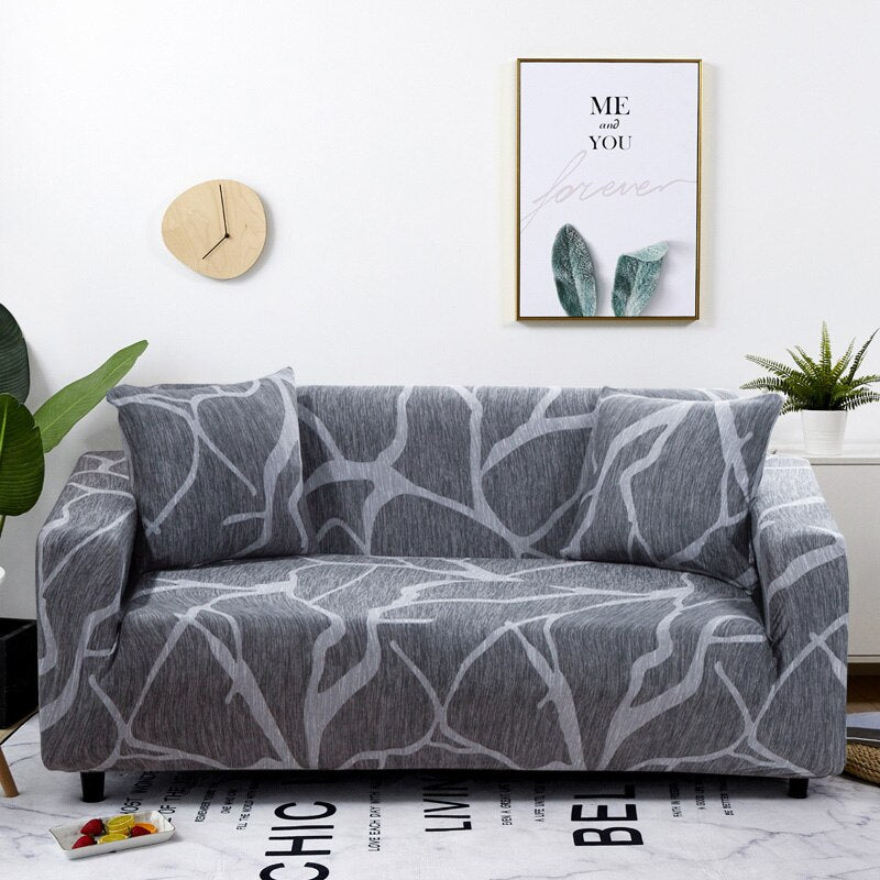 Anyhouz 3 Seater Sofa Cover Dark Gray Style and Protection For Living Room Sofa Chair Elastic Stretchable Slipcover