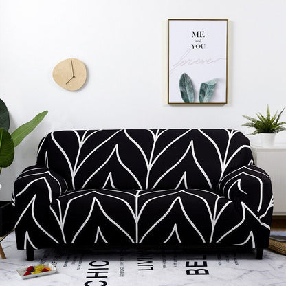 Anyhouz 3 Seater Sofa Cover Black Style and Protection For Living Room Sofa Chair Elastic Stretchable Slipcover