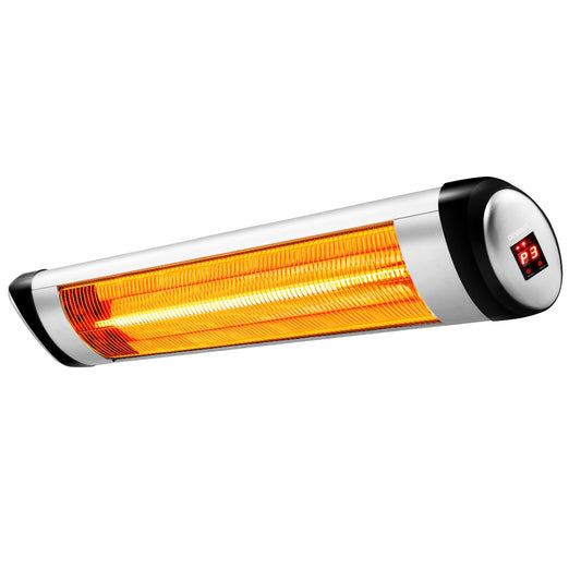 Devanti 1500W Electric Strip Radiant Heater – Indoor & Outdoor Infrared Wall Mount | Remote Control, 3 Heat Settings, Timer