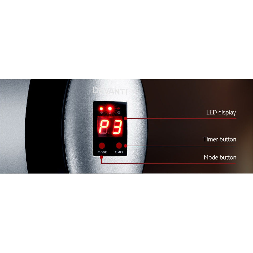 Devanti 1500W Electric Strip Radiant Heater – Indoor & Outdoor Infrared Wall Mount | Remote Control, 3 Heat Settings, Timer