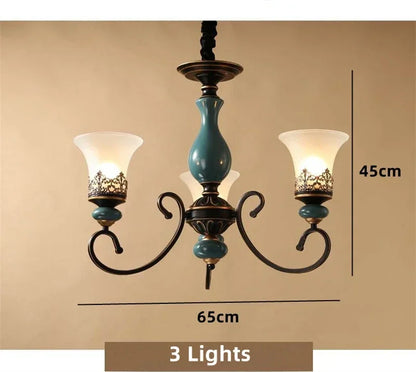 European vintage flush mount chandelier with frosted glass shade and iron frame — view 5