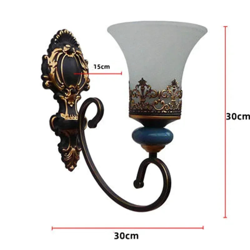 European vintage flush mount chandelier with frosted glass shade and iron frame — view 6
