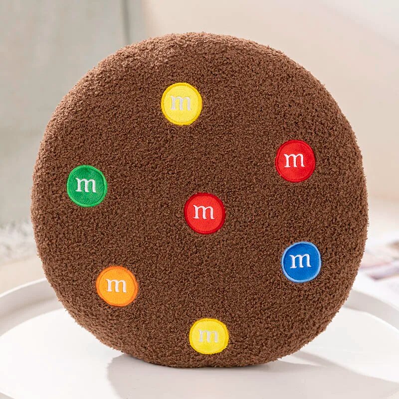 Anyhouz Plush Pillow Dark Brown Chocolate Cookies Biscuit Shape Stuffed Soft Pillow Seat Cushion Room Decor 26cm