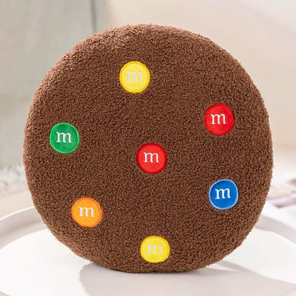 Anyhouz Plush Pillow Dark Brown Chocolate Cookies Biscuit Shape Stuffed Soft Pillow Seat Cushion Room Decor 26cm
