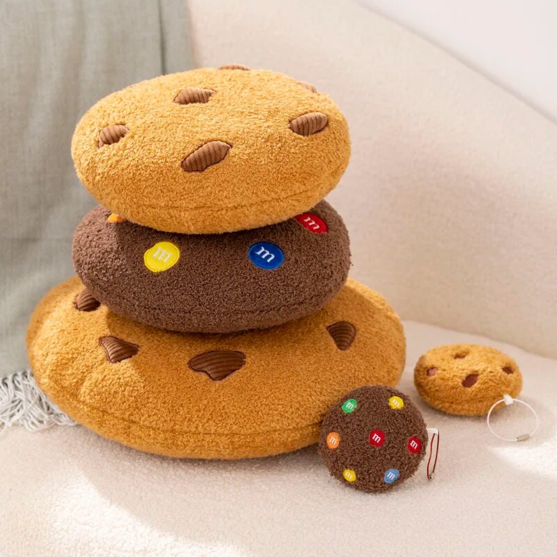 Anyhouz Plush Pillow Dark Brown Chocolate Cookies Biscuit Shape Stuffed Soft Pillow Seat Cushion Room Decor 26cm