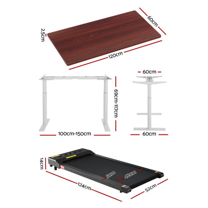 Artiss 400mm Treadmill Electric Walking Pad with 120cm Automatic Standing Desk