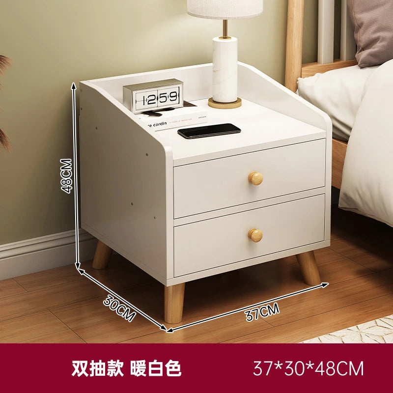 Simple Night Table Simple White Night Table Modern Storage Aesthetic Space Saving Bedside ...