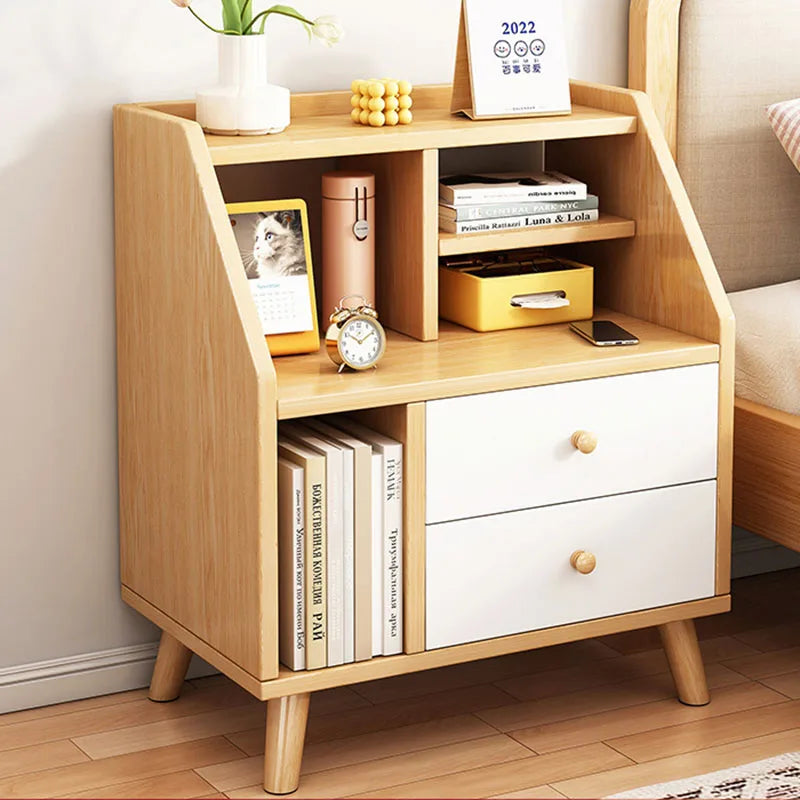 Simple Night Table Simple White Night Table Modern Storage Aesthetic Space Saving Bedside ...