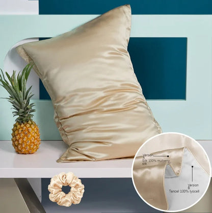 Anyhouz Pillowcase 50x75cm Coffee Pure Real Silk For Comfortable And Relaxing Home Bed