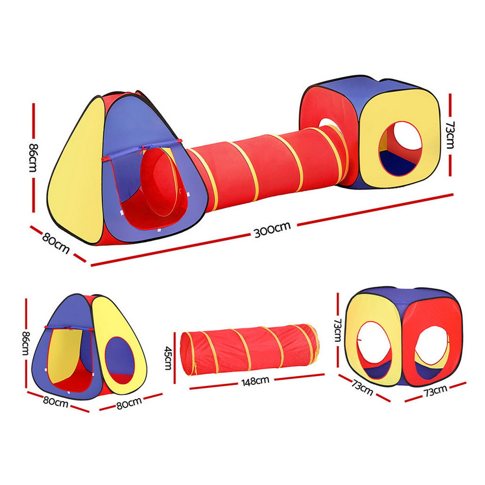 Keezi Kids Playhouse Play Tent Pop Up Teepee Castle Crawl Tunnel Outdoor Indoor Toys...