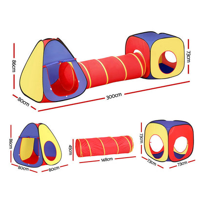 Keezi Kids Playhouse Play Tent Pop Up Teepee Castle Crawl Tunnel Outdoor Indoor Toys...