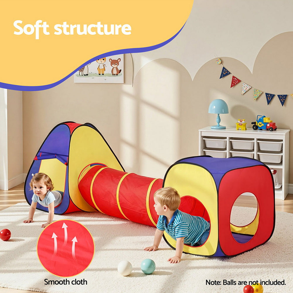 Keezi Kids Playhouse Play Tent Pop Up Teepee Castle Crawl Tunnel Outdoor Indoor Toys...