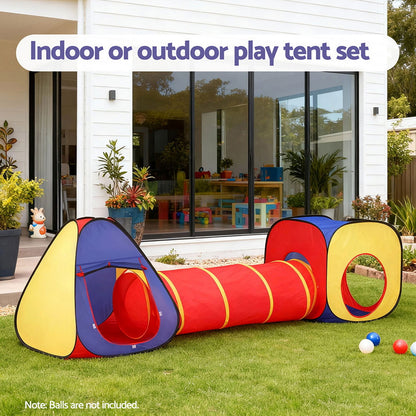 Keezi Kids Playhouse Play Tent Pop Up Teepee Castle Crawl Tunnel Outdoor Indoor Toys...