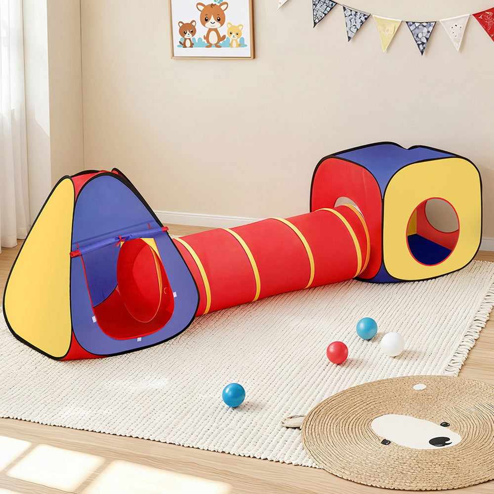 Keezi Kids Playhouse Play Tent Pop Up Teepee Castle Crawl Tunnel Outdoor Indoor Toys...